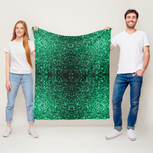 Emerald Green faux glitter sparkles Fleece Blanket