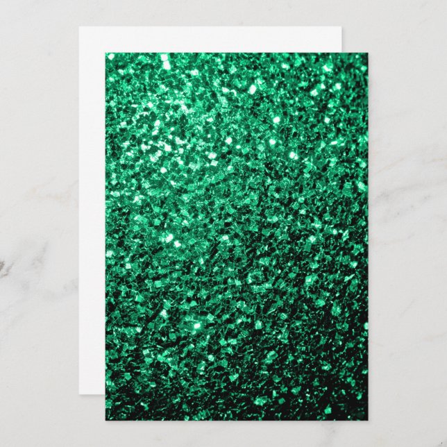 Emerald Green faux glitter sparkles Invitation (Front/Back)