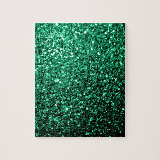 Emerald Green faux glitter sparkles Jigsaw Puzzle (Vertical)