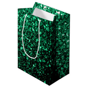 Emerald Green faux glitter sparkles Medium Gift Bag