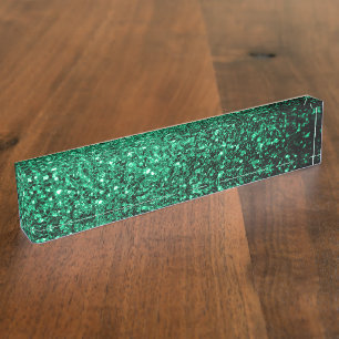 Emerald Green faux glitter sparkles Nameplate