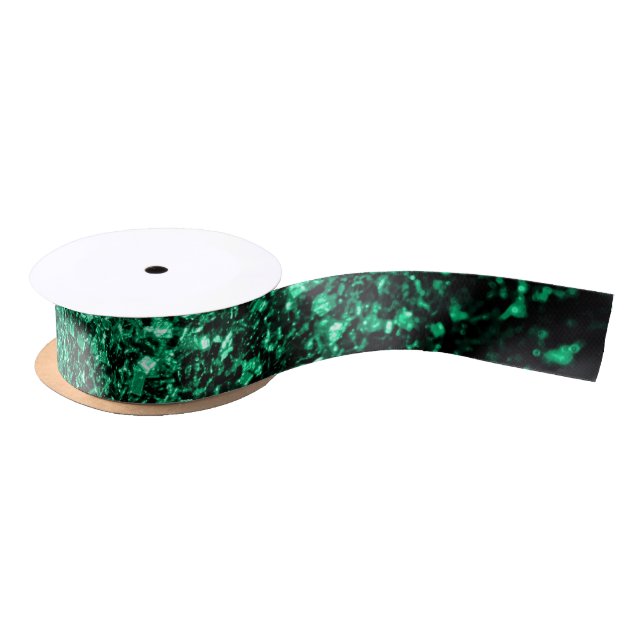 Emerald Green faux glitter sparkles Satin Ribbon (Spool)