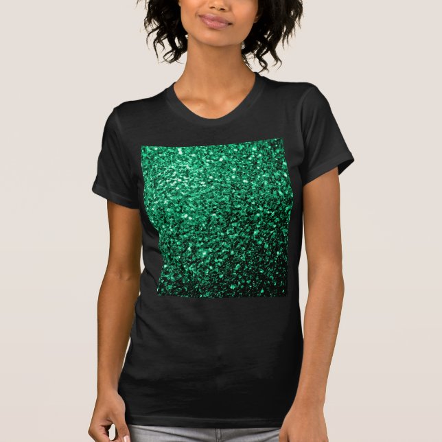 Emerald Green faux glitter sparkles T-Shirt (Front)