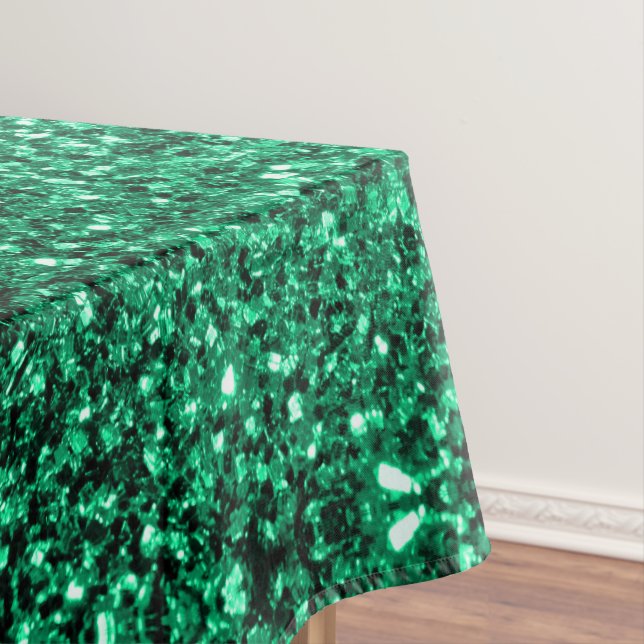 Emerald Green faux glitter sparkles Tablecloth (In Situ)