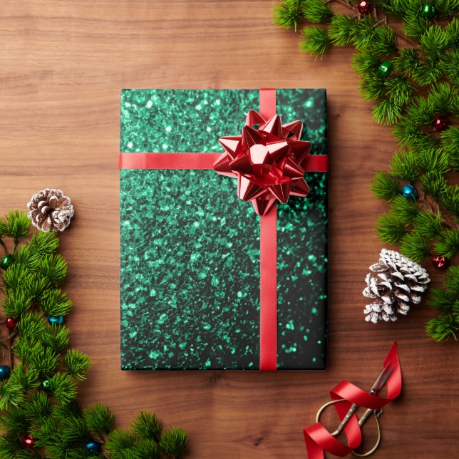 Emerald Green faux glitter sparkles Wrapping Paper (Holiday Gift)