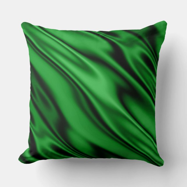 Emerald Green Faux Satin Diagonal Drape Cushion (Front)