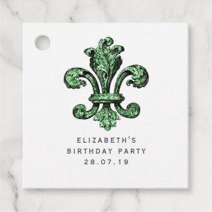 Emerald Green Fleur de Lis Favour Tags