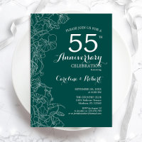 Emerald Green Floral 55th Anniversary