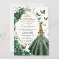 Emerald Green Floral Blonde Princess Quinceañera 