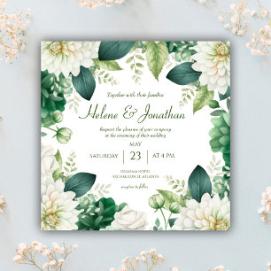 Emerald Green Floral Botanical Wedding Invitation