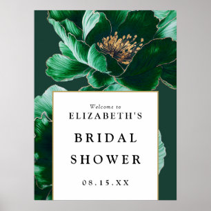 Emerald Green Floral Bridal Shower Welcome Sign