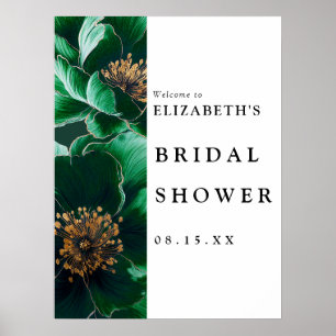 Emerald Green Floral Bridal Shower Welcome Sign