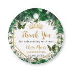 Emerald Green Floral Butterflies Gold Quinceañera