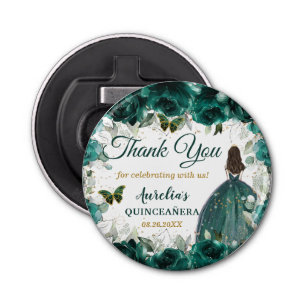 Emerald Green Floral Butterflies Princess Favour Bottle Opener