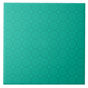 Emerald Green Floral Pattern  Ceramic Tile
