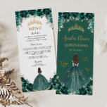 Emerald Green Floral Princess Quinceañera Menu<br><div class="desc">Personalise this chic menu card easily and quickly, simply press the customise it button to further re-arrange and format the style and placement of the text. Double sided. Perfect for Quinceañera, Sweet 16, 18th Birthday, Princess Party, Bridal Shower, Baptism / Christening and more occasion! Matching items available in store! (c)...</div>