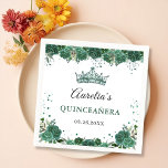 Emerald Green Floral Quinceanera Birthday Napkin<br><div class="desc">Emerald Green Floral Quinceanera Birthday Napkins</div>