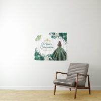 Emerald Green Floral Quinceañera Gold Welcome Sign