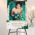 Emerald Green Floral Quinceañera Photo Welcome