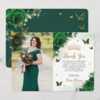Emerald Green Floral Quinceañera Sweet 16 Photo