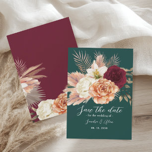 Emerald Green Floral Wedding Save The Date