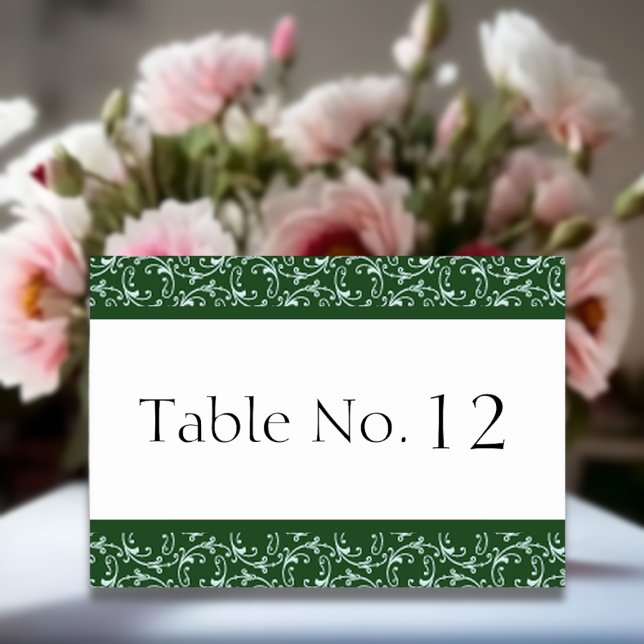 Emerald Green Florentine Wedding Table Card (Creator Uploaded)