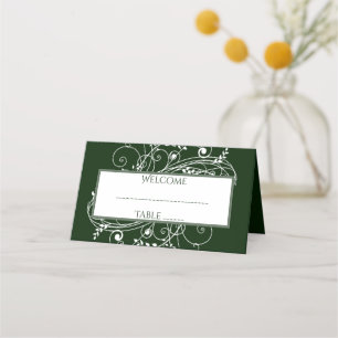 Emerald Green Flourish Reception Place Card