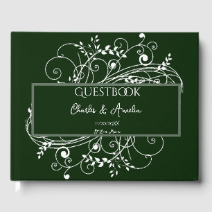 Emerald Green Flourish Wedding Guest Book