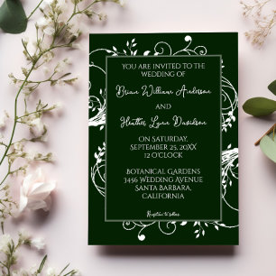Emerald Green Flourish Wedding Invitation