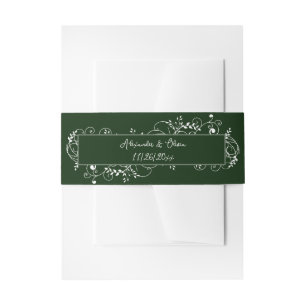 Emerald Green Flourish Wedding Invitation Belly Band