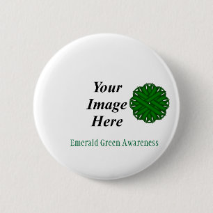 Emerald Green Flower Ribbon by Kenneth Yoncich 6 Cm Round Badge