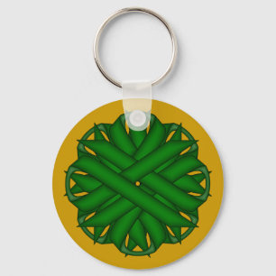 Emerald Green Flower Ribbon by Kenneth Yoncich Key Ring