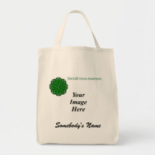 Emerald Green Flower Ribbon Template by K Yoncich Tote Bag