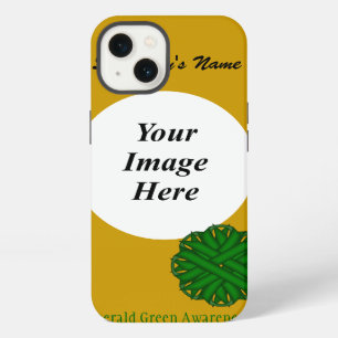 Emerald Green Flower Ribbon Tmpl by K. Yoncich iPhone Case