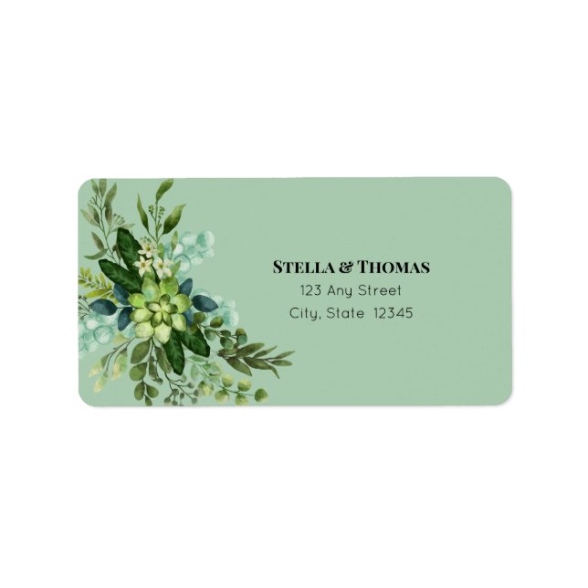 Emerald Green Flowers Address Labels (Front)
