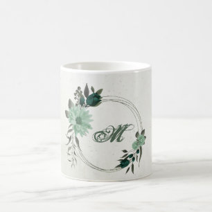 emerald green flowers botanical coffee mug