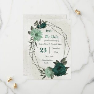 emerald green flowers botanical save the date