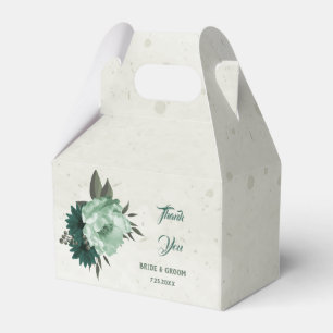 emerald green flowers botanical wedding  favour box