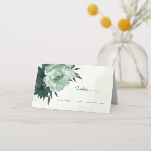 emerald green flowers botanical wedding  place card