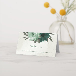 emerald green flowers botanical wedding  place card
