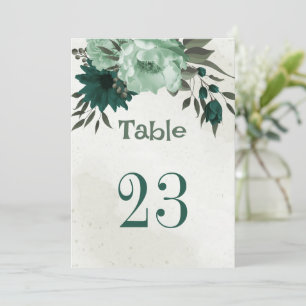 emerald green flowers table number