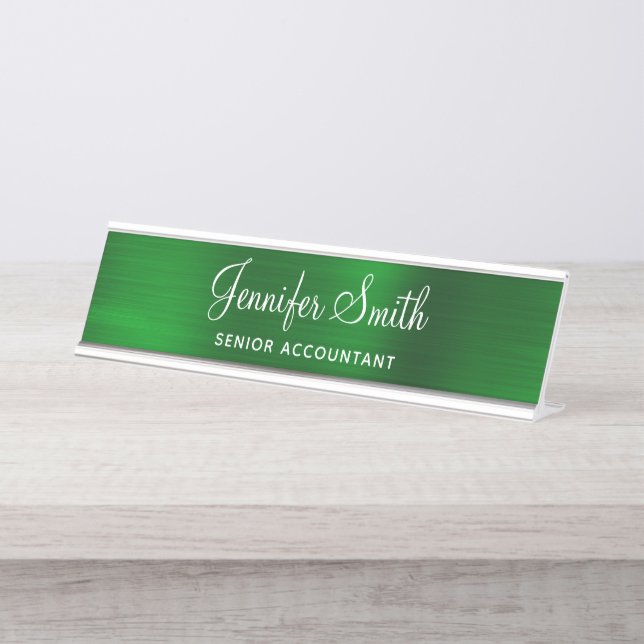 Emerald Green Foil Desk Name Plate (Front)