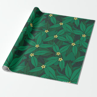 Emerald Green Foliage Print Gift Wrap