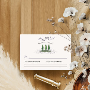 Emerald Green Forest Tree Lavender Wedding RSVP Card