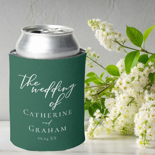 Emerald Green Forest Wedding Personalised Can Cooler