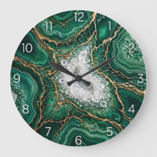 Emerald Green Geode Epoxy Wall Clock