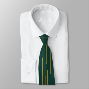 Emerald Green Geometric Gold Line Tie