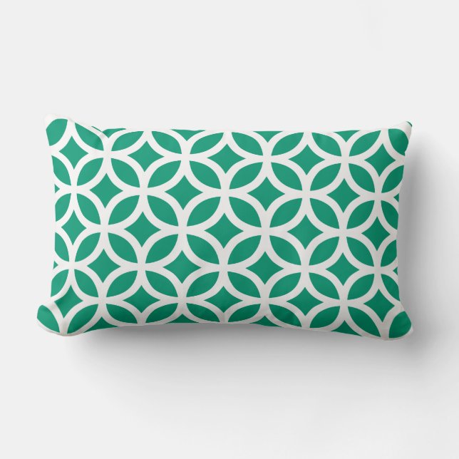 Emerald Green Geometric Lumbar Cushion (Front)