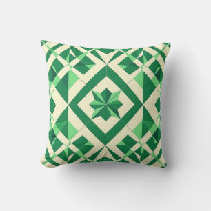 Emerald Green Geometric Star Pattern Cushion