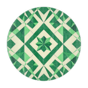 Emerald Green Geometric Star Pattern Cutting Board